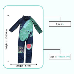 SYGA Children's Swimsuit Long Sleeve Watermelon Dragon-L Size Perfect for Kids Age 5-6 Years Old (Blue)