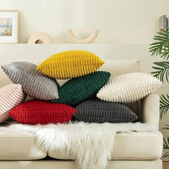 MOMISY Corduroy Cushion Throw Pillow Covers Pink 45 x 45cm, 18x18 inch (Green, 2)