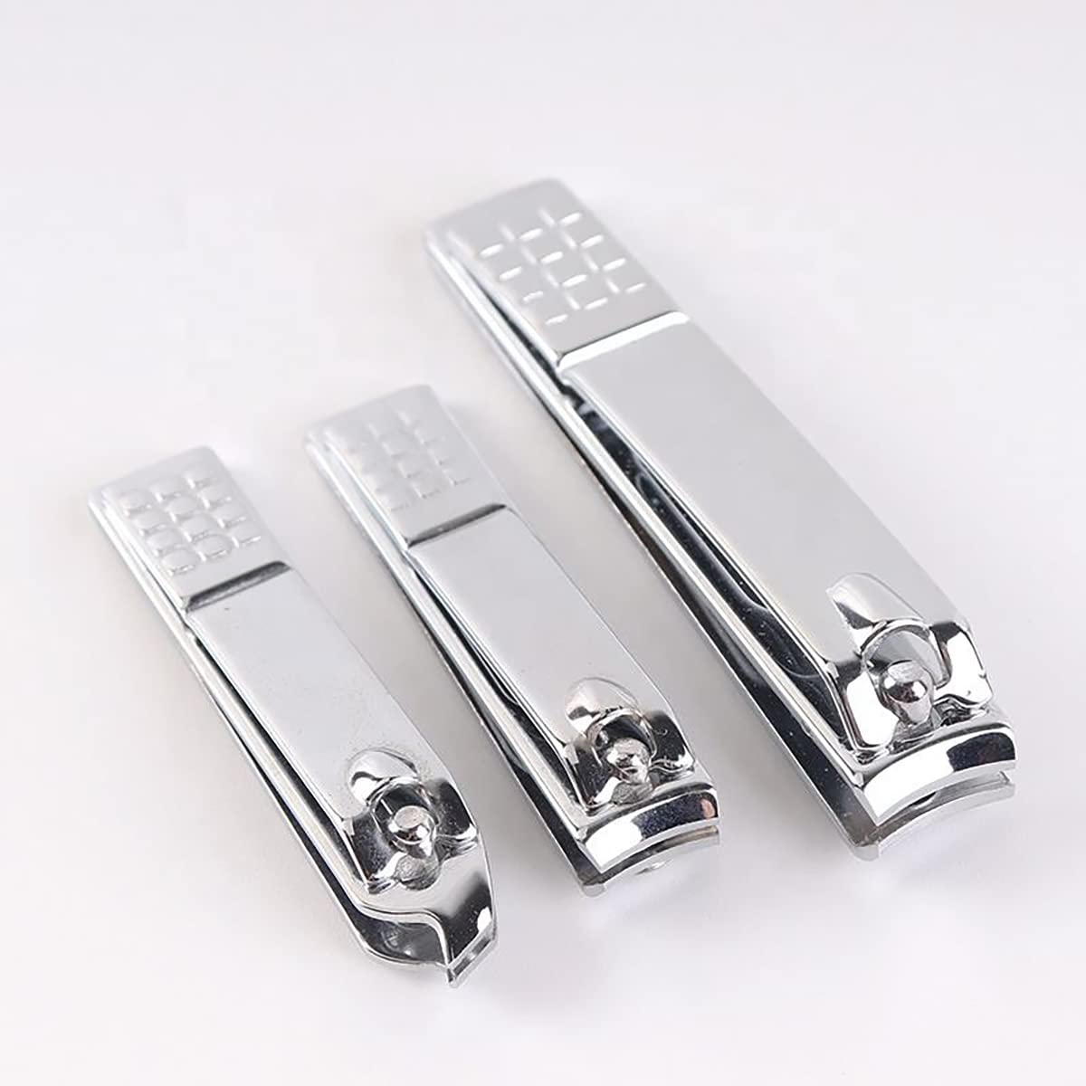 SYGA Nail Pack of 3 Clipper Set - Premium Silver Stainless Steel Deluxe Fingernail and Toenail Clipper Cutter