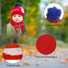 SYGA Baby Winter Cute Hats and Scarf Set, Knit Warm Hat Beanie Cap 1-3 Years - Grey