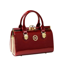 SYGA Women's Elegant Patent Leather Handbag | Rhinestone Clip Shoulder & Messenger Bag | Luxury Glossy Finish Purse