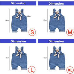 Momisy Baby Boys Baby Girls Denim Jeans Dungaree with Cute Bear-12 months to 18 months, Blue, Extra- Large