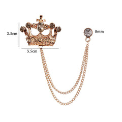 SYGA Men's & Women Suit Shirt Stud Lapel Pin Chain Tassel Brooch Pin with Crystal Chain(Golden Champagne Diamond)