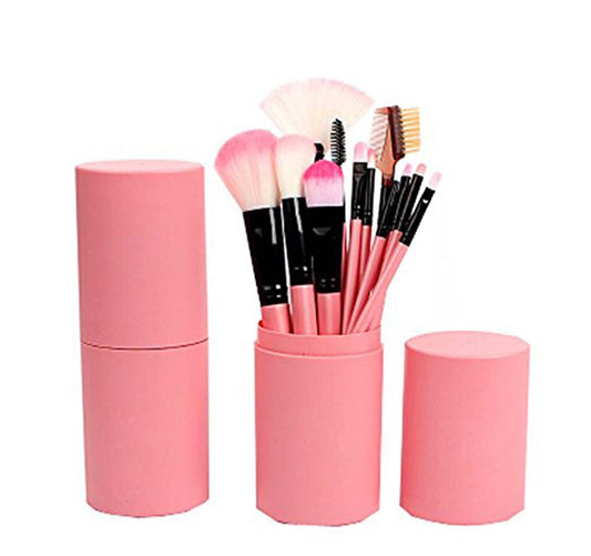 SYGA 12 Pcs Premium Make up Brushes with 1 Storage Box - Light Pink