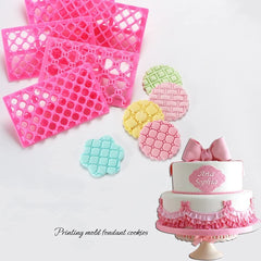 SYGA Cake Fondant Embossing Mold Multifunctional Patterns Embosser Cookie Cutter Molds Plastic Impression Mats Texture Lace Border Baking Mould Bakeware for Cupcake Wedding Cake Decoration Tools-6pcs