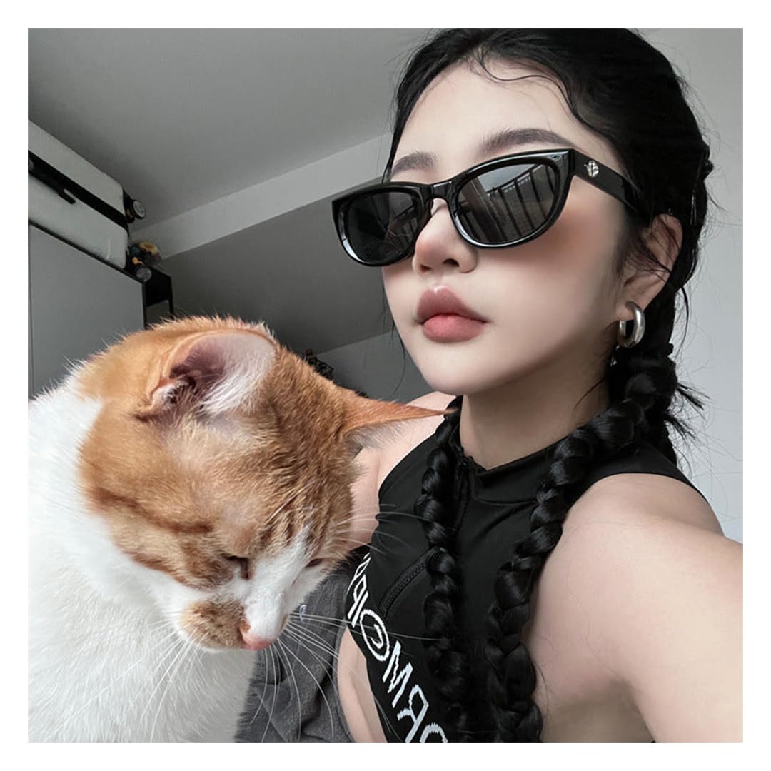 SYGA Style Retro Cat-Eye Sunglasses For Women, Anti-UV Sunglasses Women's Personality Glasses (Black)