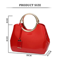 SYGA Leather Glossy Women's Bag Bride Wedding Handbag Women's One Shoulder Crossbody Stylish Bag(RED)