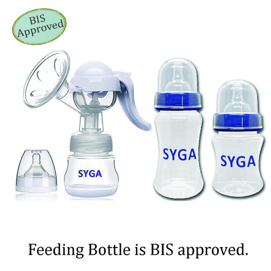 SYGA Manual Breast Feeding Pump with 150ml and 250ml Wide Neck Baby Feeding Bottle