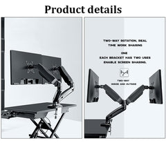 SYGA Monitor Stand Arm Desk Mount Fully Height Adjustable Bracket with C-Clamp & Gronment 180 Tilt Rotation Supports 16 to 31 Inch Monitors and TV (DualArm Black)