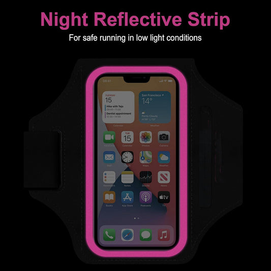 MOMISY Armband Arm Band Bag for Mobile for Cycling, Running, Jogging, Gym Exercise, Outdoor Sports Waterproof Compatible with iPhone & Other Phones, Size up to 7.0 inch (Pink)