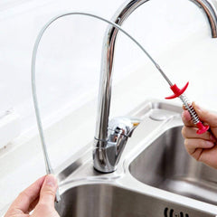 Syga Drain Clog Remover Snake Hair Sink Cleaning Tool for Kitchen Bathroom (60 cm, Silver)
