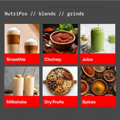 NutriPro Juicer Mixer Grinder - Smoothie Maker - 500 Watts (3 Jars & 2 Blades, Gold) - 2 Year Warranty