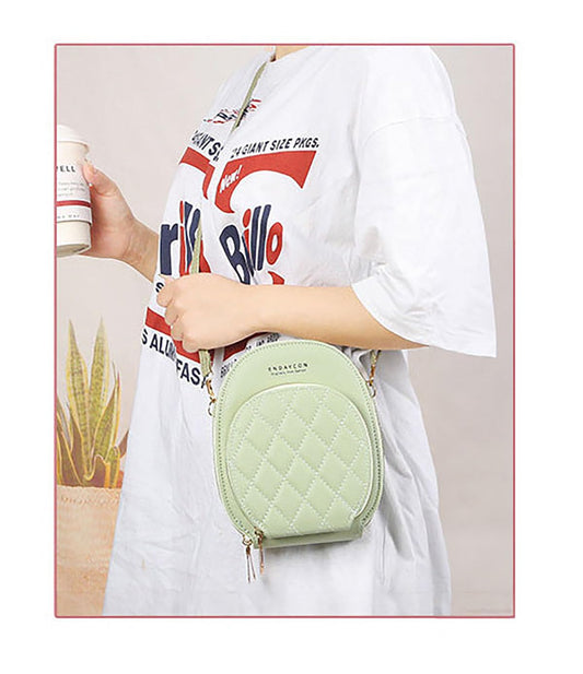 SYGA Phone Bag For Women Fashionable Multifunctional Crossbody Shoulder Bag Zipper Solid Green Color Simple Large Capacity Mini