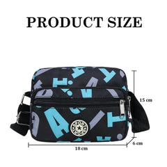 MOMISY Women Mobile Messenger cellphone Bag Ladies Nylon Shoulder Cross Body Long Strap for College, Outing, Travelling, Work (Medium, BlackLetter)
