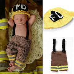 MOMISY Baby Photography Props, Riding Hood Outfit, Includes Trouser with attached Suspender & Cap for Kids Parties Anniversaries Photography, Brown-Yellow