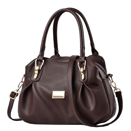 SYGA Women's Bags Soft Leather Middle-Aged And Elderly Women's Bags Single Shoulder Crossbody Bag(Brown)