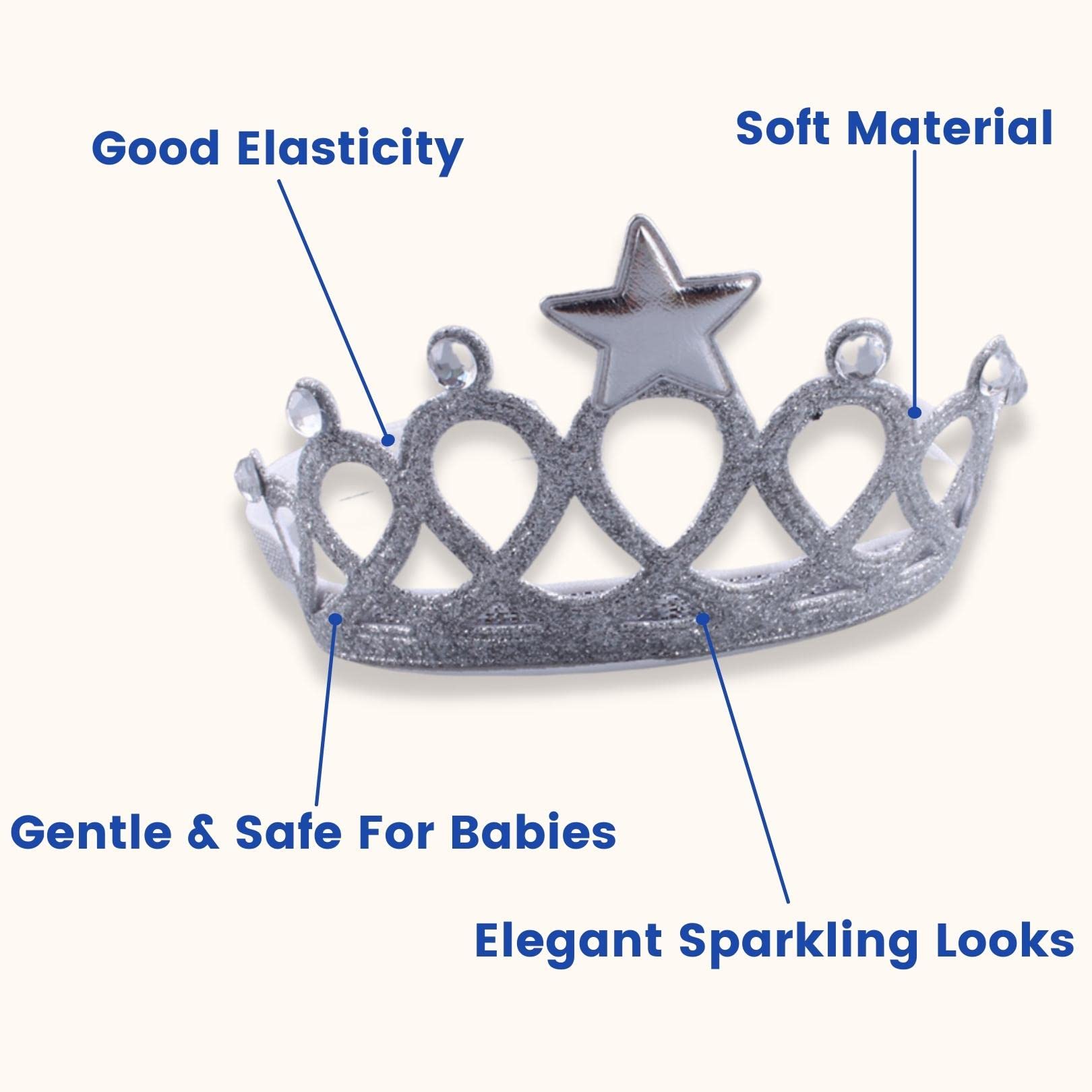 SYGA 1 Piece Children's Crown Star Hair Headband Baby Girls Photo Hair Accessories Baby Stretch Jewelry Hair Band (Black Diamond)