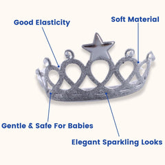 SYGA 1 Piece Children's Crown Star Hair Headband Baby Girls Photo Hair Accessories Baby Stretch Jewelry Hair Band (Black Diamond)
