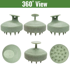 MOMISY Scalp Massager Shampoo Brush, Eco-Friendly Wheat Straw Body With Soft Silicon Bristles, Hair Scalp Scrubber, Scalp Exfoliator | Dandruff Removal, Prevents Hair Loss For Men, Women (Green)