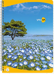 YOUVA Navneet|Spiral Long Book For Students And Executives|Spiral Bound With Safety Lock|A4 Size -21 X 29.7 Cm|Single Line|400 Pages|Pack Of 1