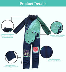 SYGA Children's Swimsuit Long Sleeve Watermelon Dragon-L Size Perfect for Kids Age 5-6 Years Old (Blue)