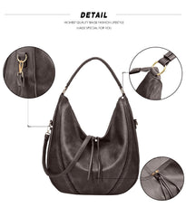 SYGA PACK OF 2 Women's Shoulder Cross-Border Large Capacity Hobo Bag with Wristlet(LIGHT GREY)