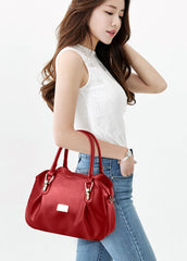 SYGA Women's Bags Soft Leather Middle-Aged And Elderly Women's Bags Single Shoulder Crossbody Bag(Red)