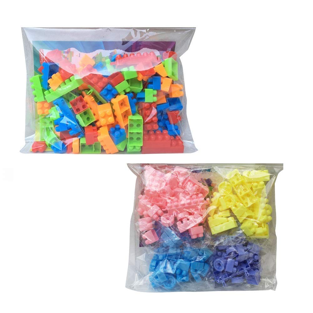 Syga 100 Pcs Toy Building Bricks Educational Game Blocks Kit for Age 3+ Children (Transparent Bag)