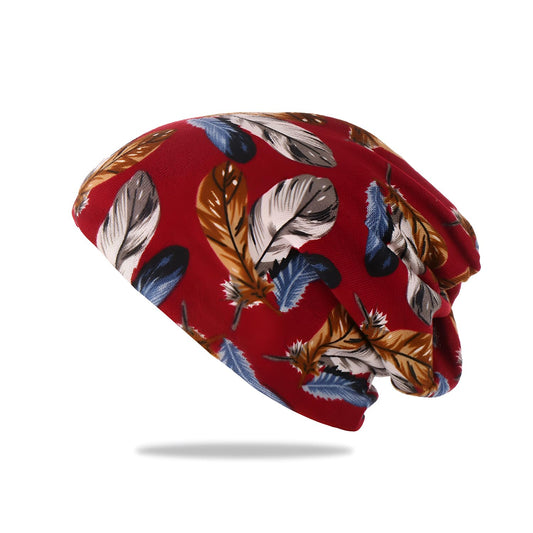 MOMISY Women Unisex Winter Beanie Hat & Neck Warmer | Knitted Multifunctional Scarf Cap with Letter Print | Warm Pullover Hat (in, Alpha, Free Size, FeatherMaroon)