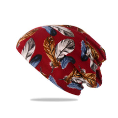 MOMISY Women Unisex Winter Beanie Hat & Neck Warmer | Knitted Multifunctional Scarf Cap with Letter Print | Warm Pullover Hat (in, Alpha, Free Size, FeatherMaroon)