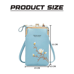MOMISY Mobile Bag Cellphone Sling Bag Card Holder Wallet Handbag Crossbody multi-function Shoulder Bag for Girls & Women-Embroidery (Blue)