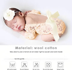 MOMISY Baby Photography Props, Dress & Headband for Kids Parties Anniversaries Photography (Beige)