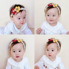 SYGA 3 Pcs Baby Girl Headband Soft Flower Bow Strechable Hairband Suitable For Newborns, Infants, Toddlers and Kids 0-3 Years(Color - 09)