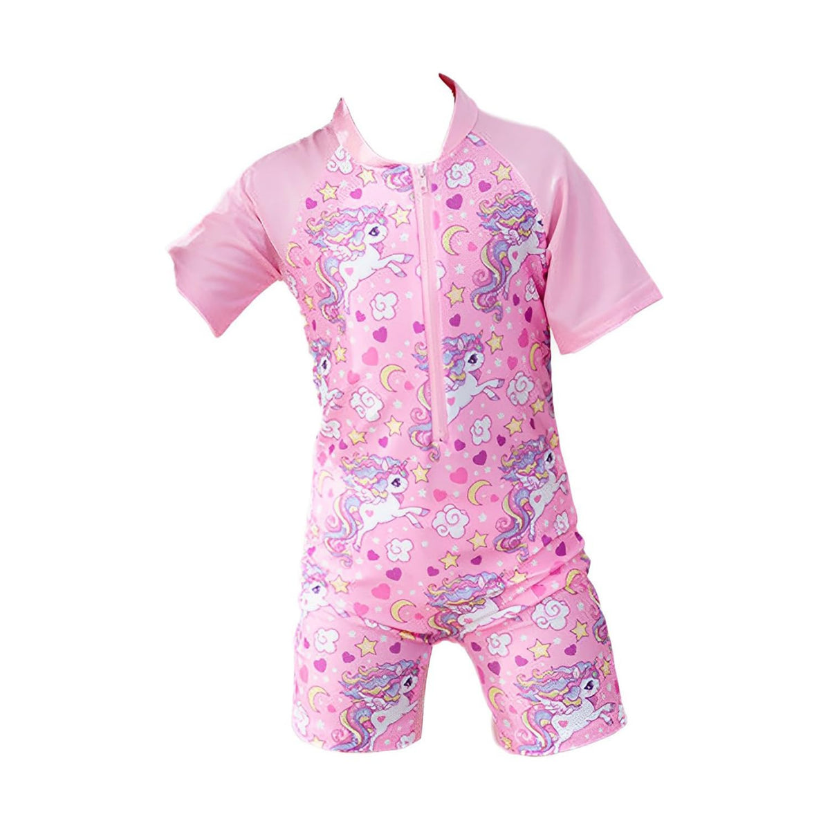 SYGA Children's Swimsuits for Girls Horse with Flowers and Stars-L Size Perfect for Kids Age 5-6 Years Old (Pink)