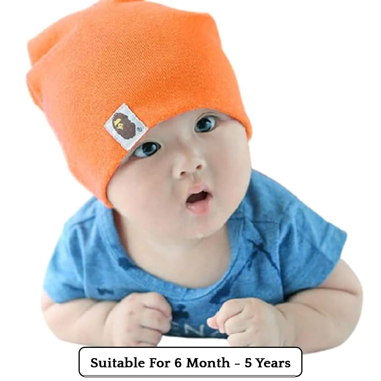 SYGA Unisex Cotton Cap Knitted Baby Cap Piece PlainCap_Black_S 6M - 5YEARS