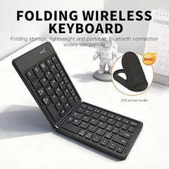 Gizmorac Foldable Keyboard Bluetooth - Portable Wireless Full-Size Folding Keyboard with Stand, Multi-Device (Connect 3) Rechargeable Slim Travel Keyboard for iPad, iPhone, Android, Windows, Laptop