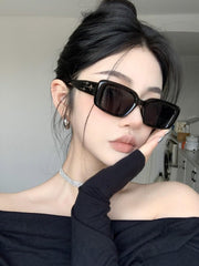 SYGA Women's Square Retro Sunglasses For Adult (Black)