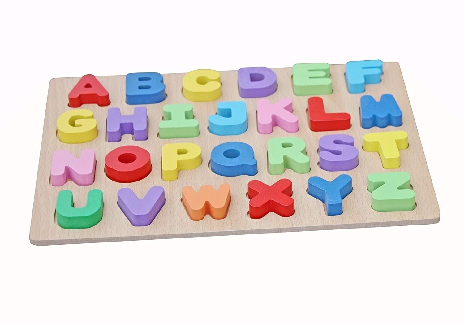 SYGA Educational Wooden Alphabet Block Puzzle Uppercase Letter Learning Toy