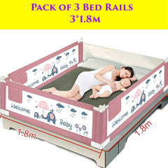 Syga Blue Bed Rail Guard, Elephant Pattern Portable Safety Guardrail for King/Queen Size Bed - 88cm Tall_(1.5m)