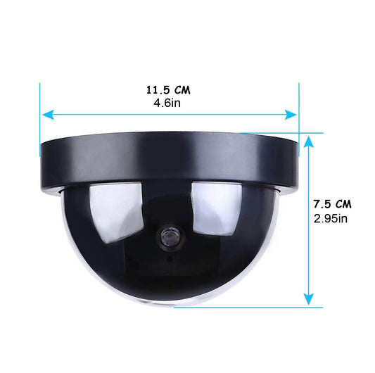 Syga Dummy Fake Security CCTV Dome Camera with Flashing Red LED Light- Black