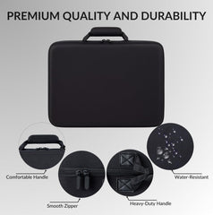 PSS PS5 Travel Bag Briefcase Hard Shell Carrying Case for PS5 Console Protective Storage Bag Shockproof Compatible with PS5 Console/ Controller, Headset, Charging Dock, Games Accessories - Black