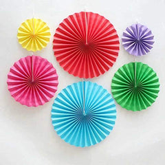 SYGA 6 Pieces of Paper Flower Fan Decoration Background Wall DIY Paper Fan Flower Ball Set Pure Color Paper Fan