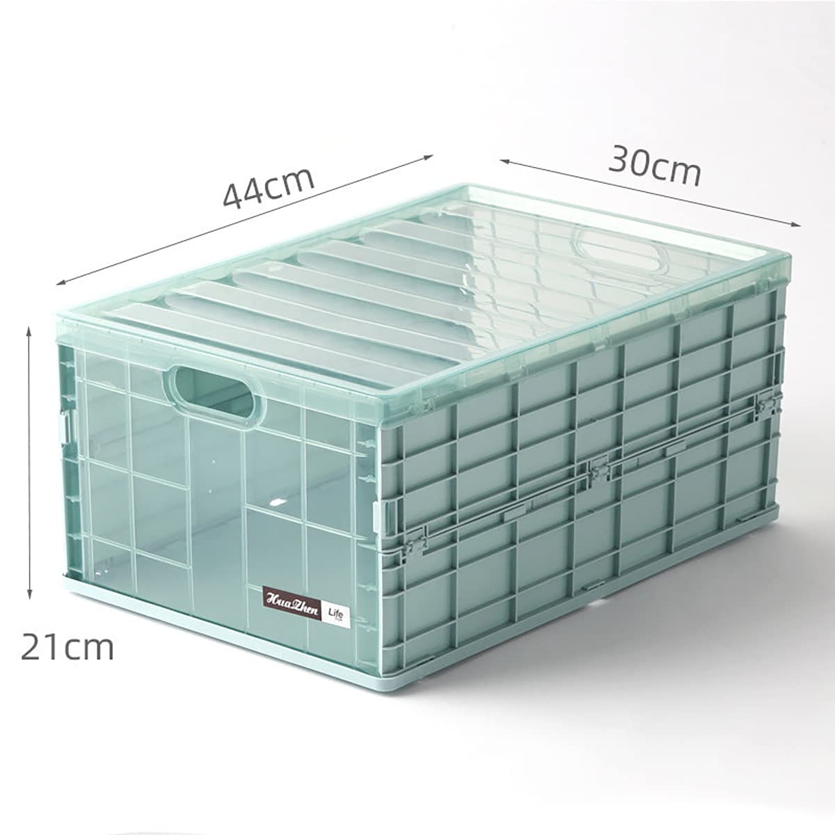 SYGA Large Storage Box Plastic Foldable Transparent Belt Cover Clothes Toy Book Snack Size Finishing Box(Blue)