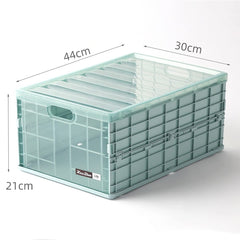 SYGA Large Storage Box Plastic Foldable Transparent Belt Cover Clothes Toy Book Snack Size Finishing Box(Blue)