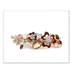 SYGA Women Rhinestone Hair Buckle Flexible Clip Hair Pin Adult Head Top Buckle Hair Accessories For Women, Girls - HJ0305 White