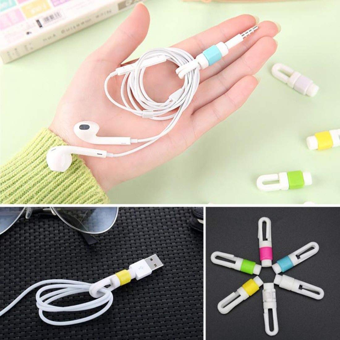 Syga Silicon and Plastic Colourful Headphones Cable Saver Protector (Random Colour) -Set of 5(Multicolor)