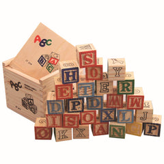 Syga 27 PCS Wooden Blocks for Toddlers 1-3 Large, 26 Alphabet Number Animals Wood Blocks Puzzle Games for Babies, Montessori Learning Blocks for Toddlers 3-5 in a Box Storage case