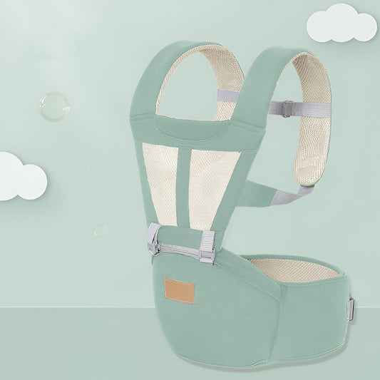 MOMISY 6 In 1 Multipurpose Baby Carrier for New Born Kid | Sling Kangaroo Bag with 6 Carry Positions & Cushioned Seat | Adjustable Carrier with Hip Seat | Carry Bags for 0 to 2 years Boys Girls (Light Green)