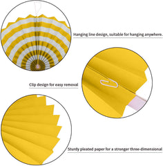 SYGA 6 Pieces of Paper Flower Fan Decoration Background Wall DIY Paper Fan Flower Ball Set(Yellow)