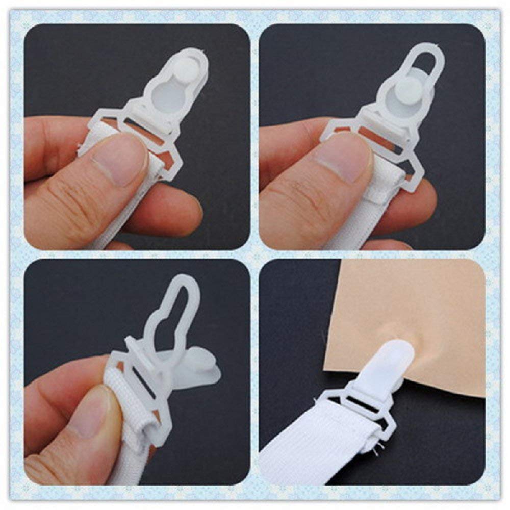 SYGA 4 Pieces Adjustable Bed Sheet Gripper Clip Holder-Bed Sheet Fasteners Suspenders-Bed Sheet Holder Tie(White)